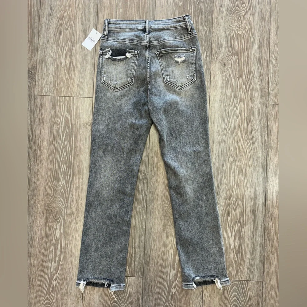 RISEN HIGH RISE GREY HIGH RISE JEANS - Picture 2 of 3